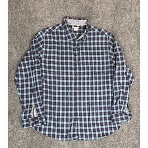 Carbon 2 Cobalt Blue Plaid Button Up Shirt Mens  Long Sleeve Cotton Size L